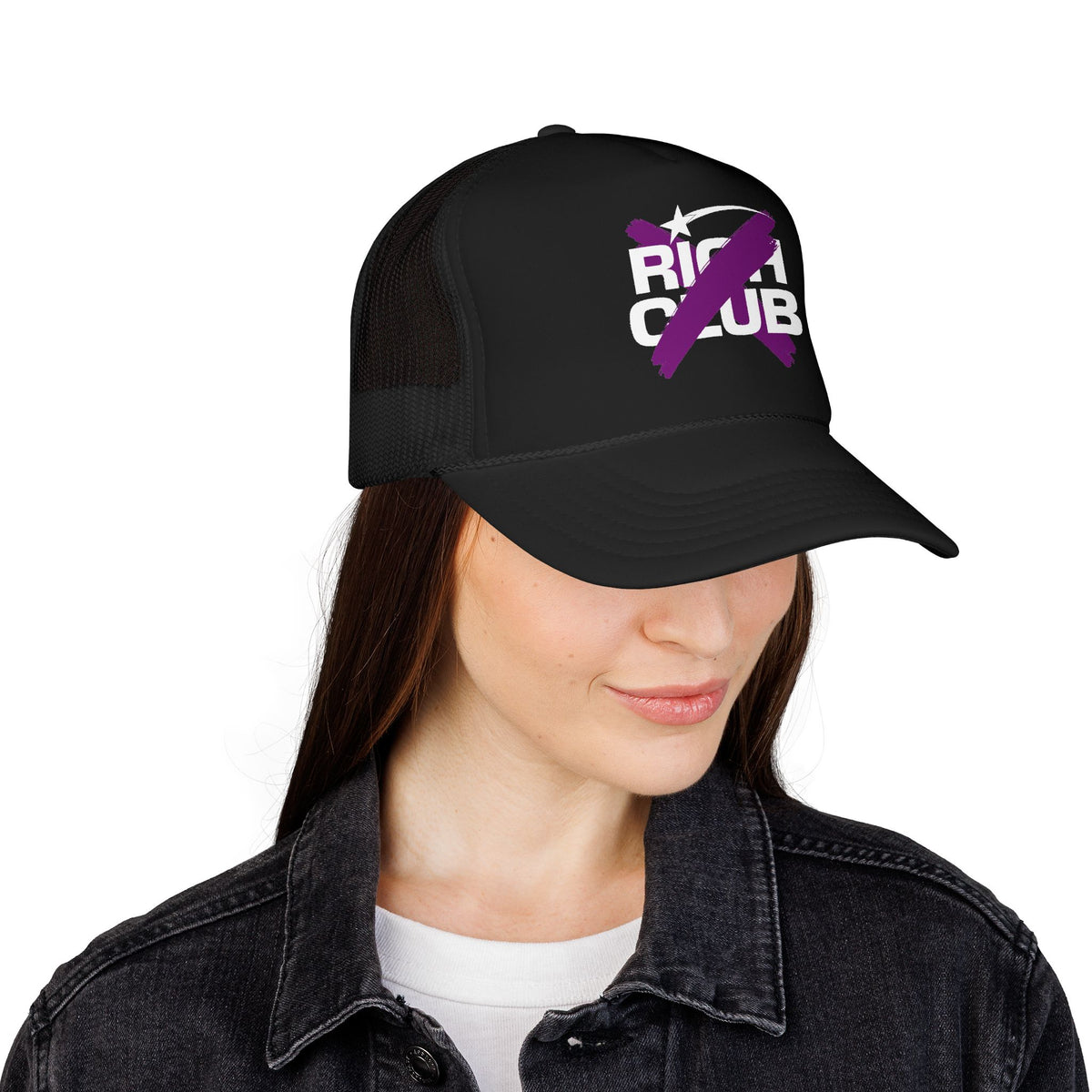 "Rich Club" Purple Logo Unisex Foam Trucker Hat - Broke and Dreamin' Hats