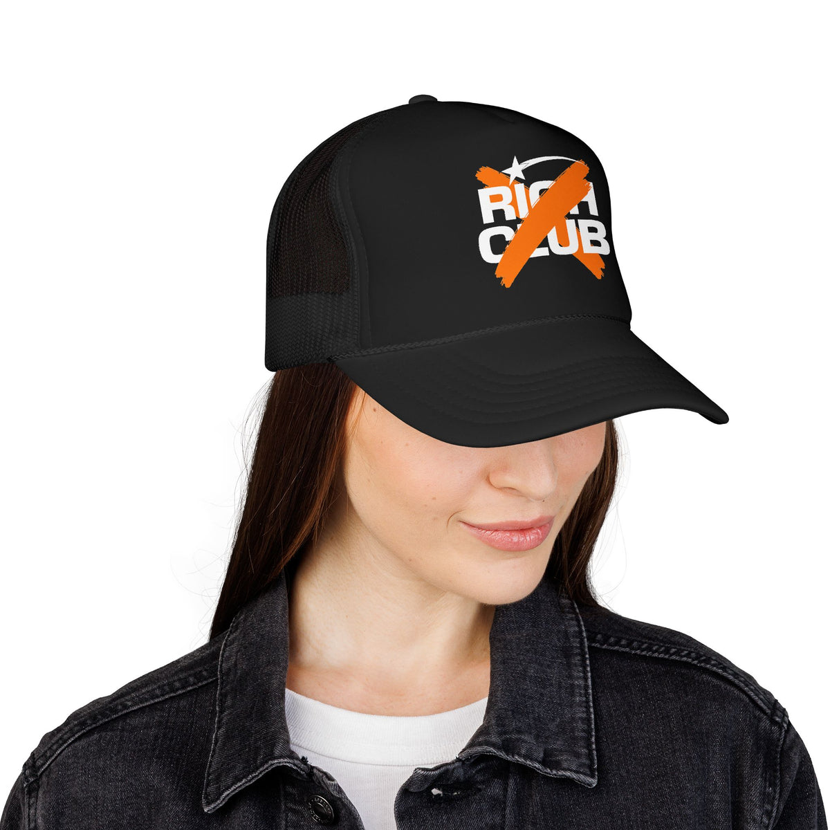 "Rich Club" Orange Logo Unisex Foam Trucker Hat - Broke and Dreamin' Hats