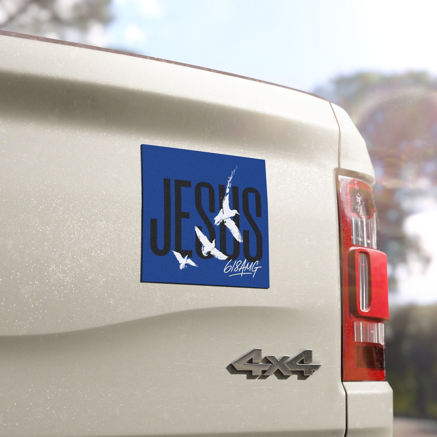 "Jesus x 618AMG” Blue Car Magnet - Broke & Dreamin' Magnets
