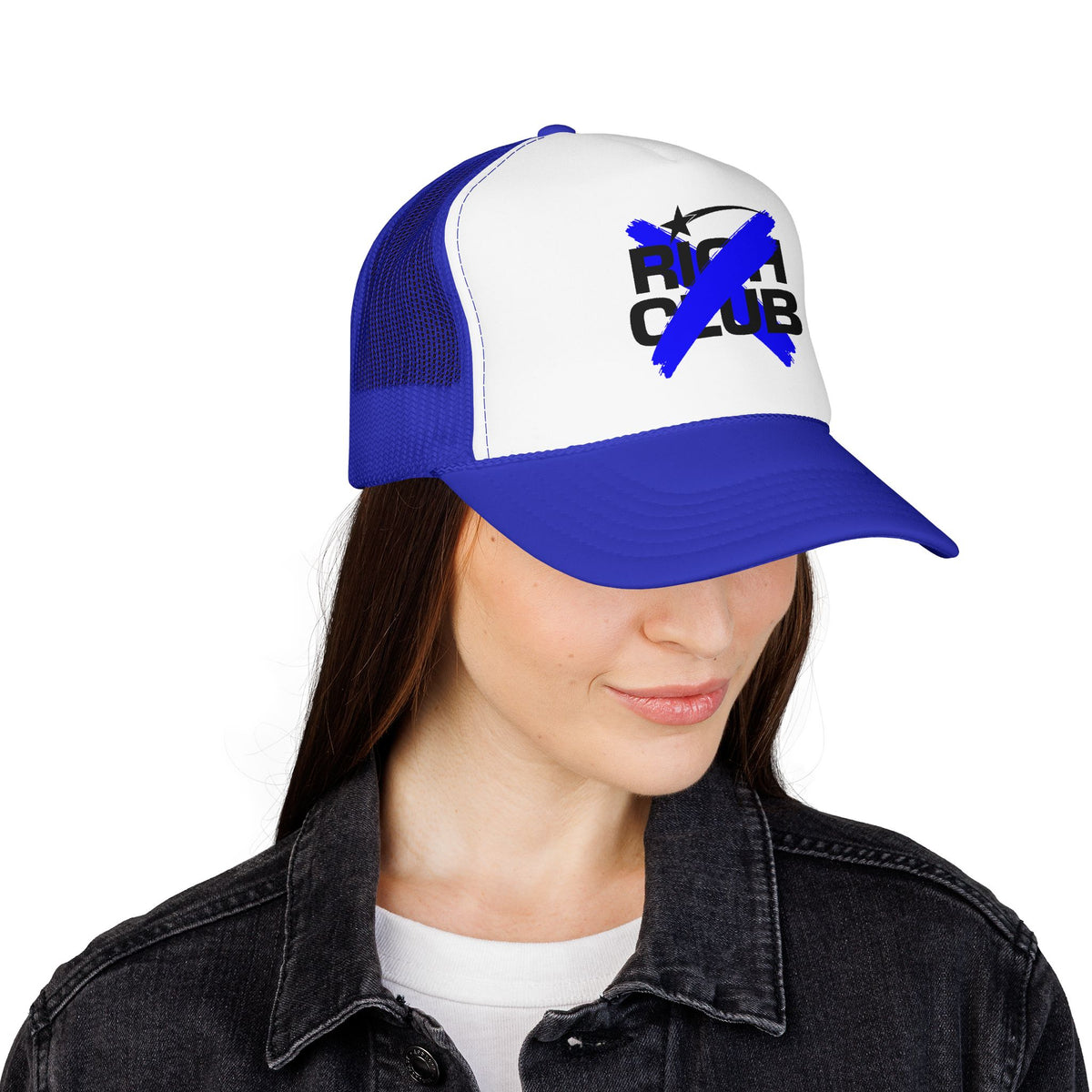 "Rich Club" Blue Logo Unisex Foam Trucker Hat - Broke and Dreamin' Hats