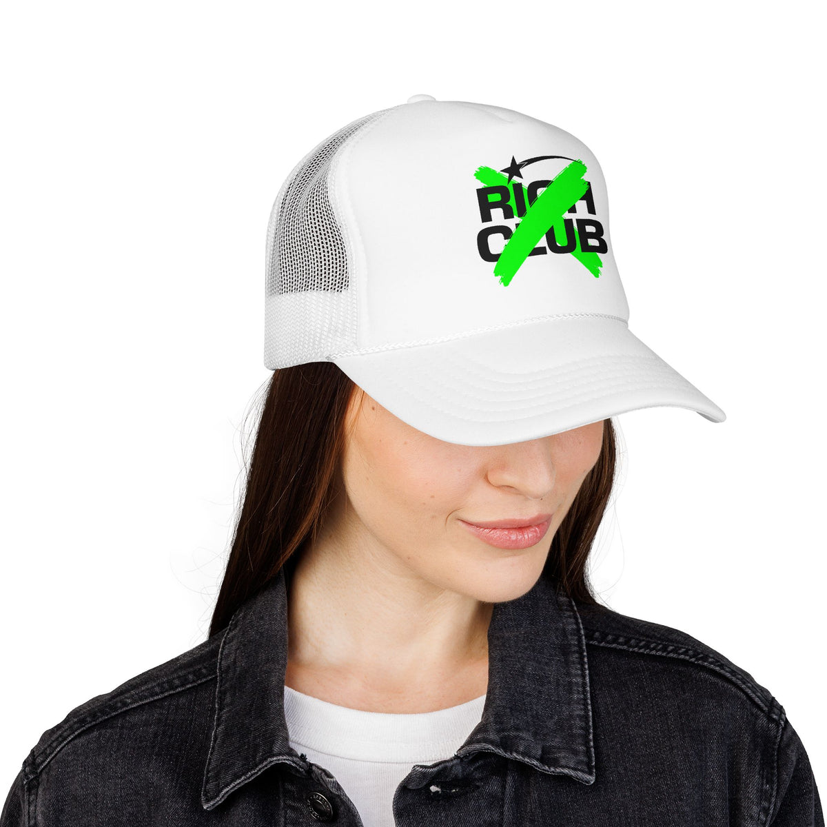 "Rich Club" Green Logo Unisex Foam Trucker Hat - Broke and Dreamin' Hats