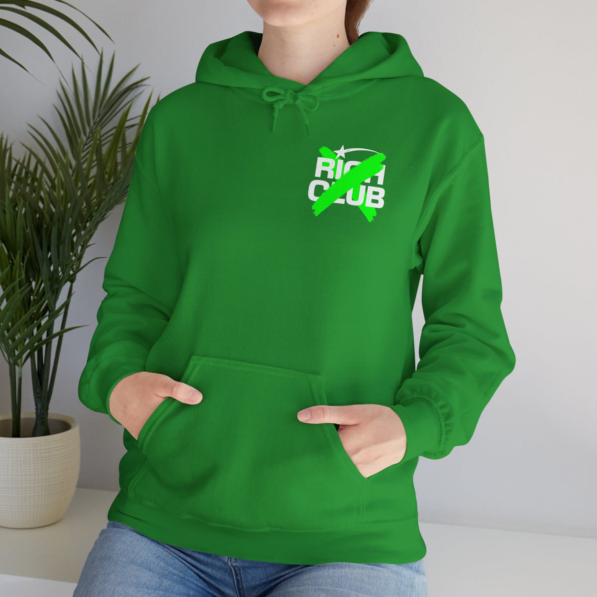 "Rich Club" Green Logo Unisex College Hoodie - Broke & Dreamin' Hoodies