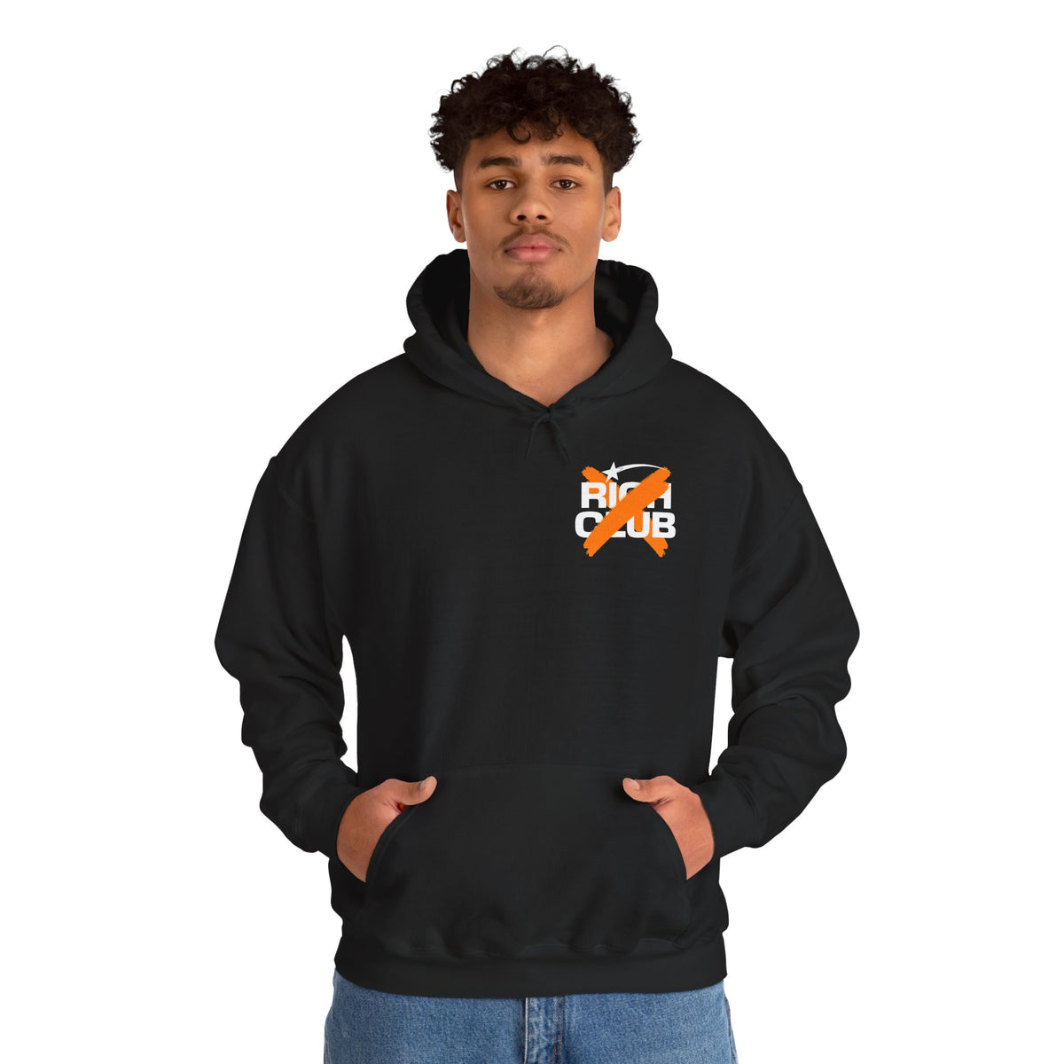 "Rich Club" Orange Logo Unisex College Hoodie - Broke & Dreamin' Hoodies