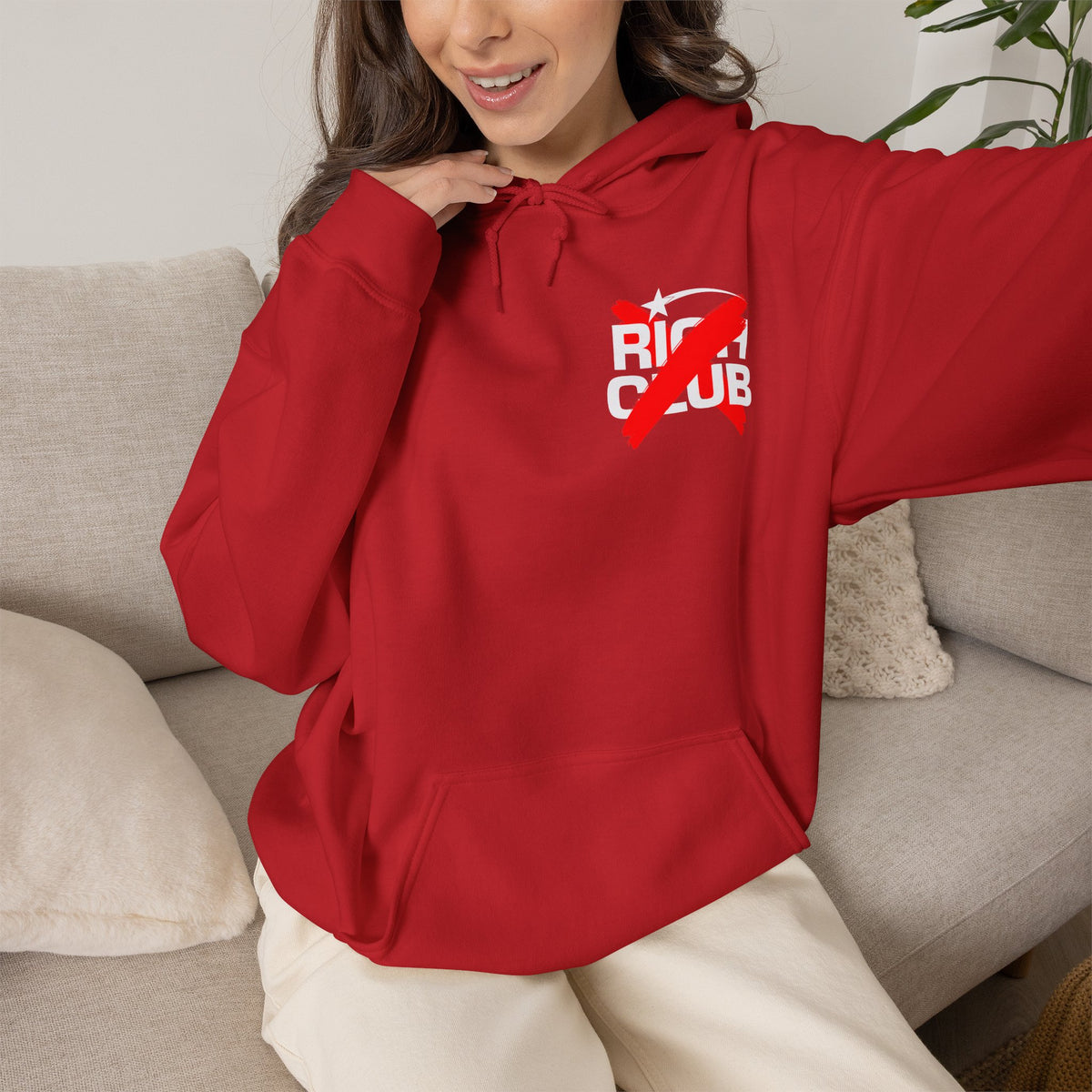 "Rich Club" Red Logo Unisex College Hoodie - Broke & Dreamin' Hoodies
