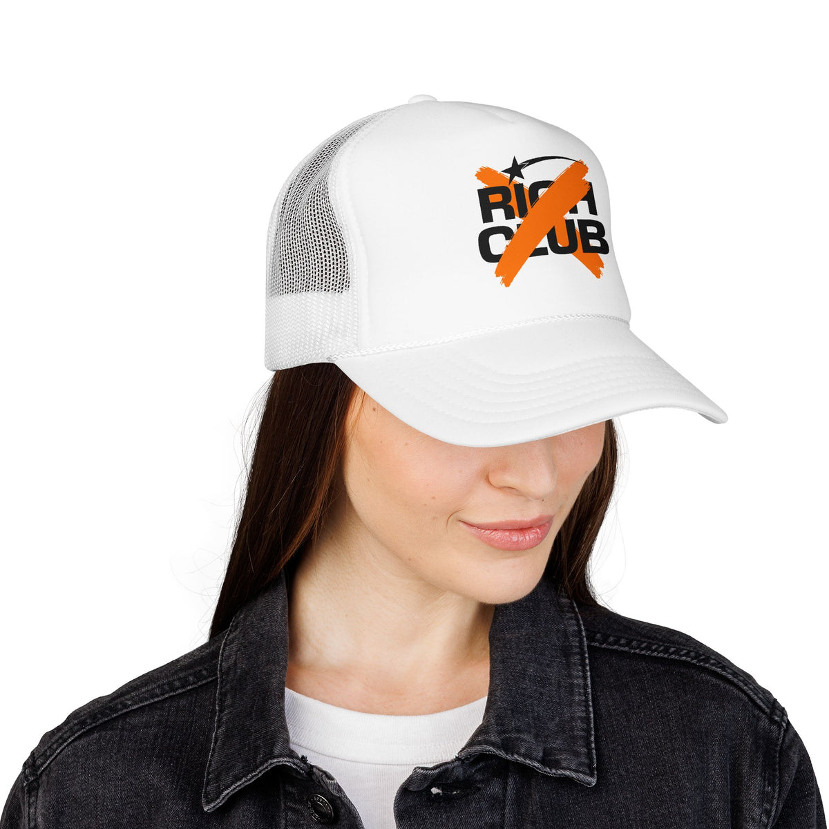 "Rich Club" Orange Logo Unisex Foam Trucker Hat - Broke and Dreamin' Hats