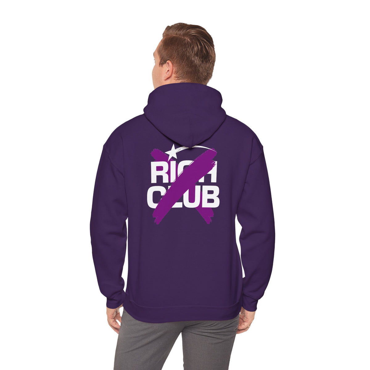 "Rich Club" Purple Logo Unisex College Hoodie - Broke & Dreamin' Hoodies