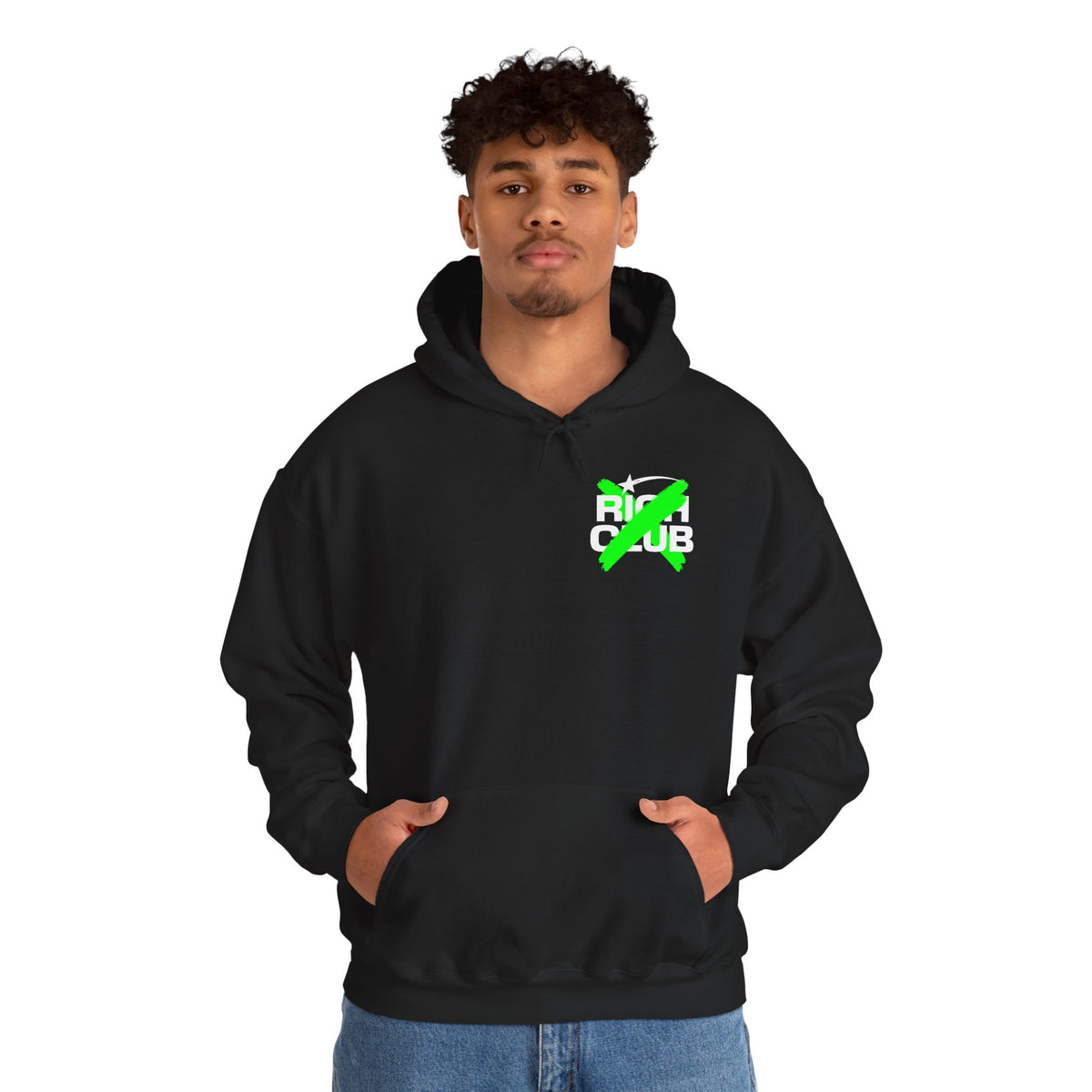 "Rich Club" Green Logo Unisex College Hoodie - Broke & Dreamin' Hoodies