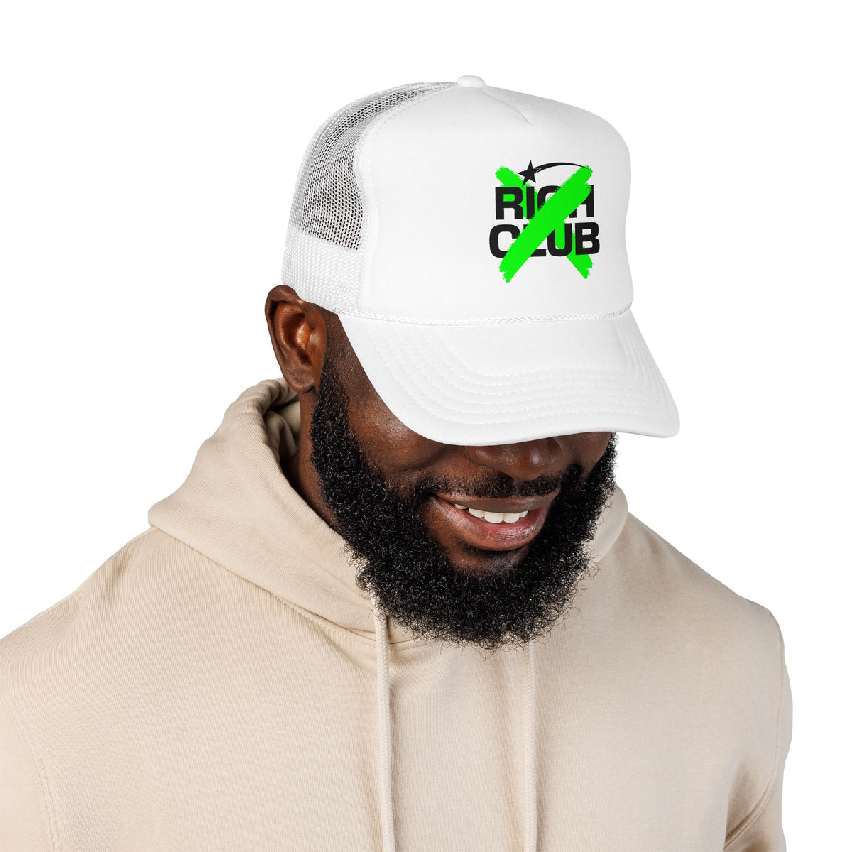 "Rich Club" Green Logo Unisex Foam Trucker Hat - Broke and Dreamin' Hats