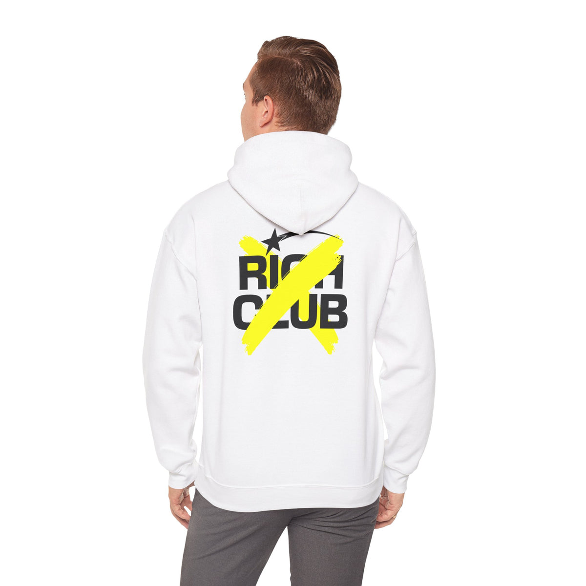 "Rich Club" Yellow Logo Unisex College Hoodie - Broke & Dreamin' Hoodies