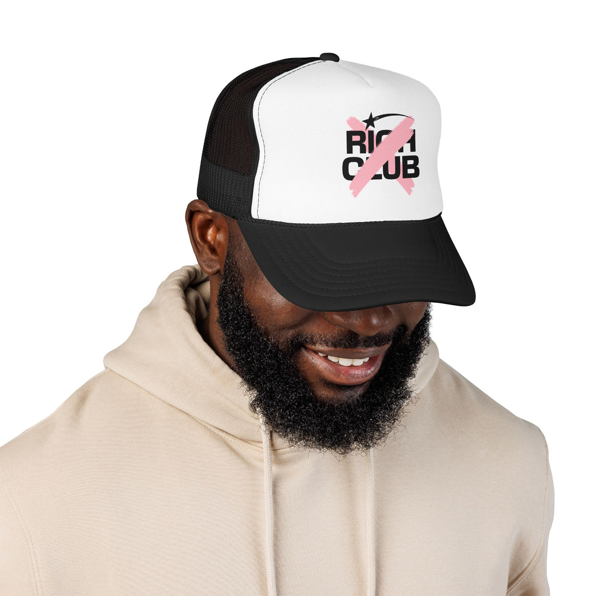 "Rich Club" Pink Logo Unisex Foam Trucker Hat - Broke and Dreamin' Hats