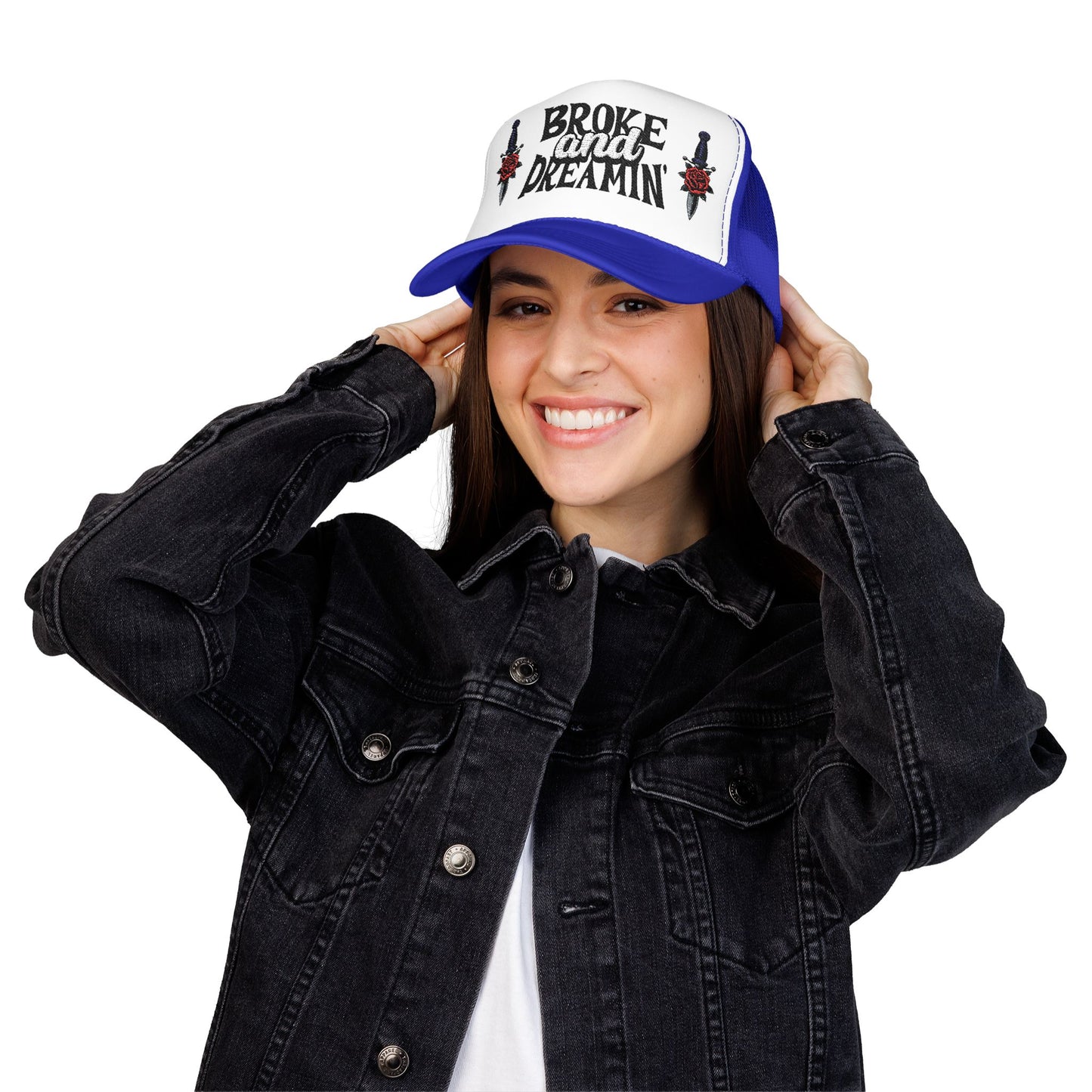 "Knife/Rose" Unisex Foam Trucker Hat - Broke and Dreamin' Hats