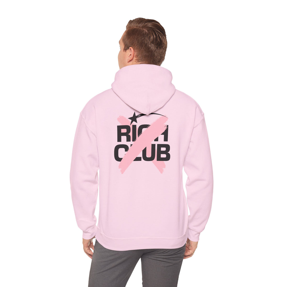 "Rich Club" Pink Logo Unisex College Hoodie - Broke & Dreamin' Hoodies