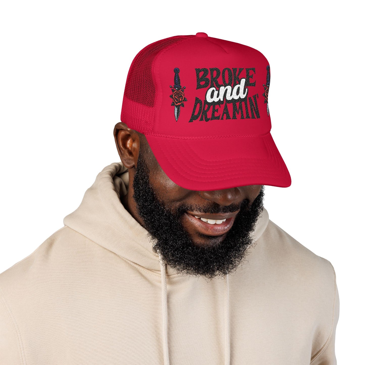 "Knife/Rose" Unisex Foam Trucker Hat - Broke and Dreamin' Hats