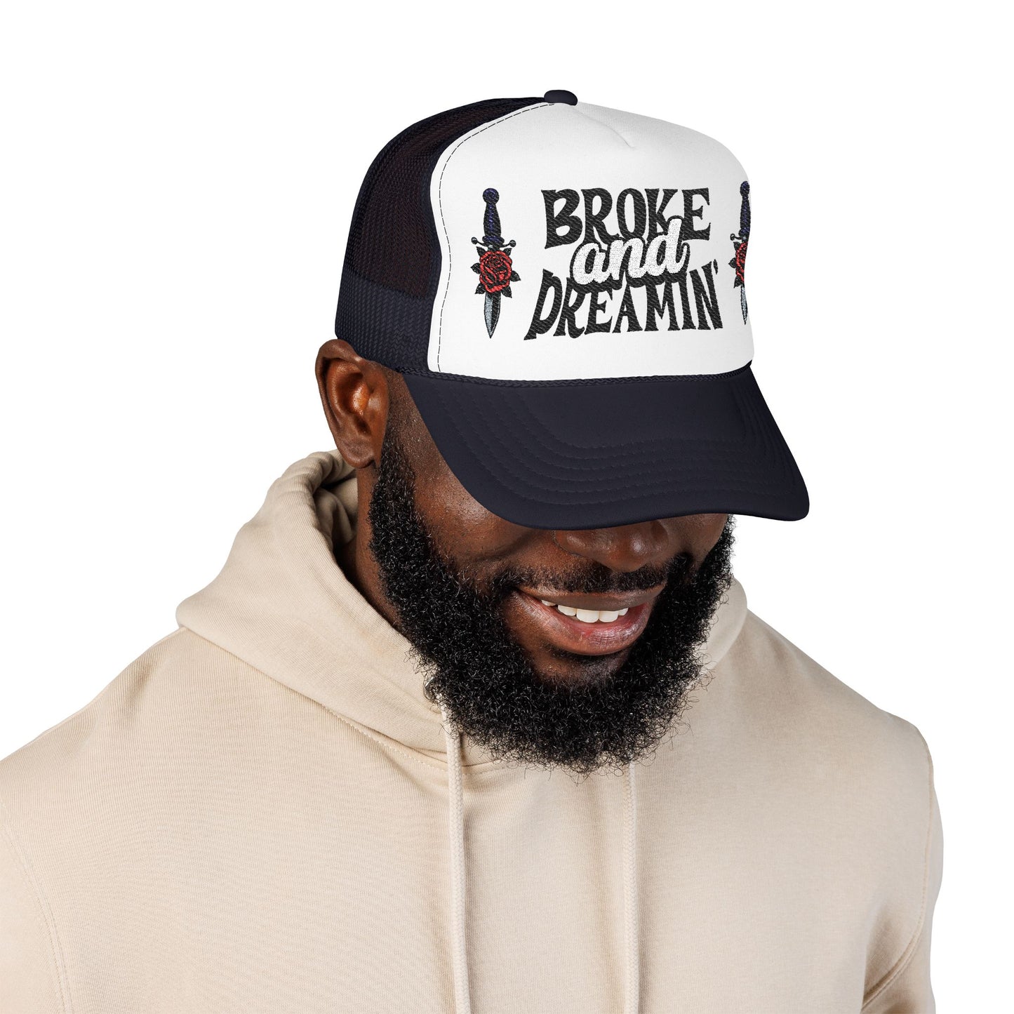 "Knife/Rose" Unisex Foam Trucker Hat - Broke and Dreamin' Hats