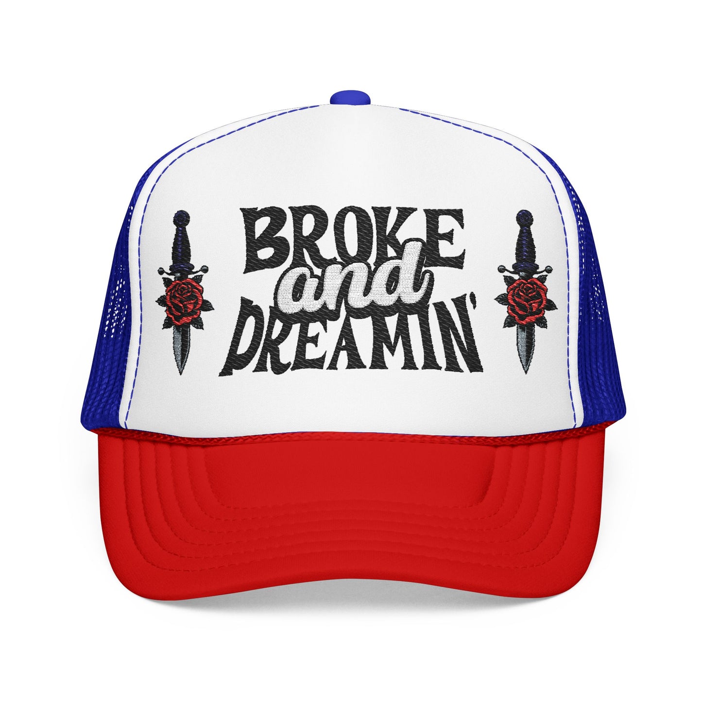 "Knife/Rose" Unisex Foam Trucker Hat - Broke and Dreamin' Hats