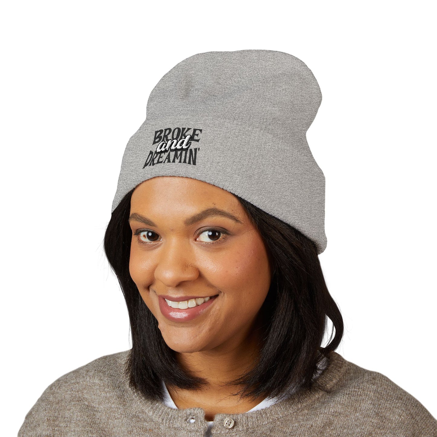 "Broke and Dreamin' Logo" Embroidered Cuffed Beanie - Broke & Dreamin' Beanies