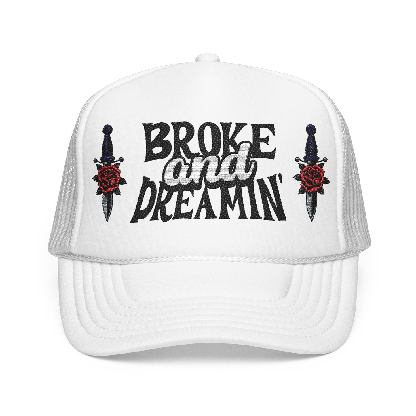 "Knife/Rose" Unisex Foam Trucker Hat - Broke and Dreamin' Hats