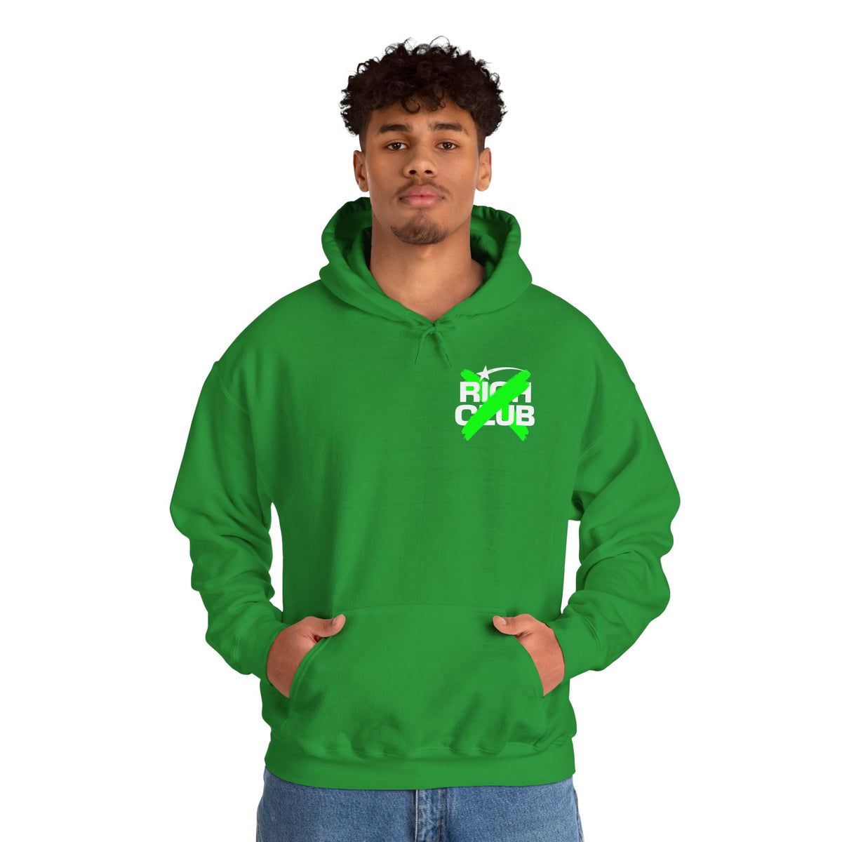 "Rich Club" Green Logo Unisex College Hoodie - Broke & Dreamin' Hoodies