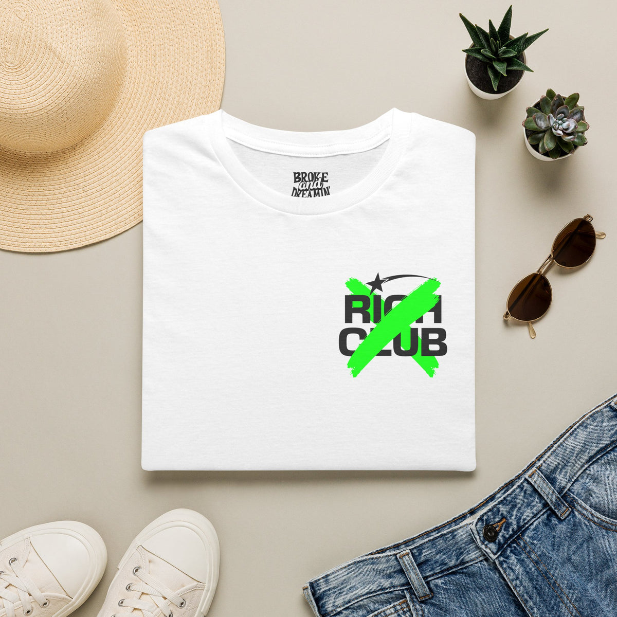 "Rich Club" Green Logo Unisex T-Shirt - Broke & Dreamin' T-Shirts
