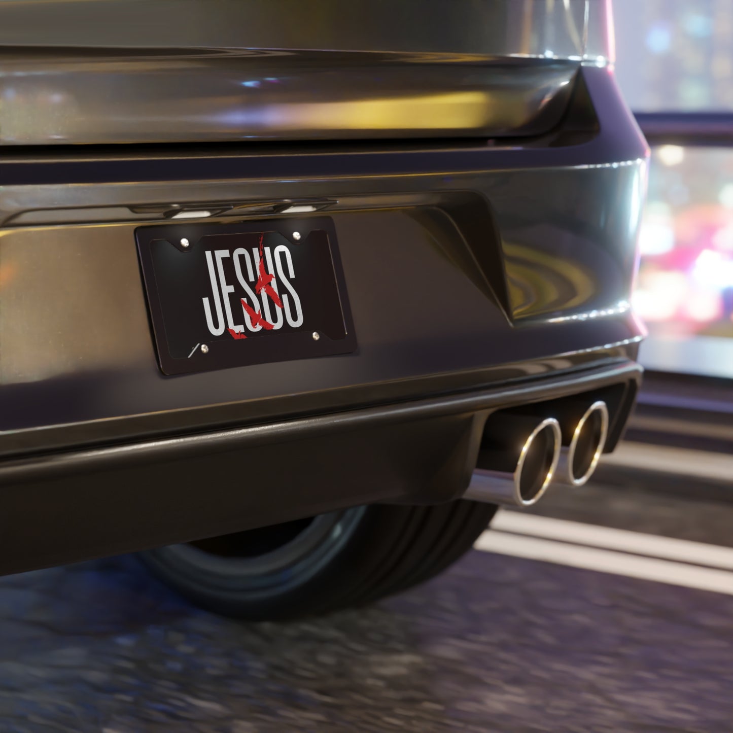 "Jesus Logo Red" Vanity Plate - Broke & Dreamin' Vanity Plates