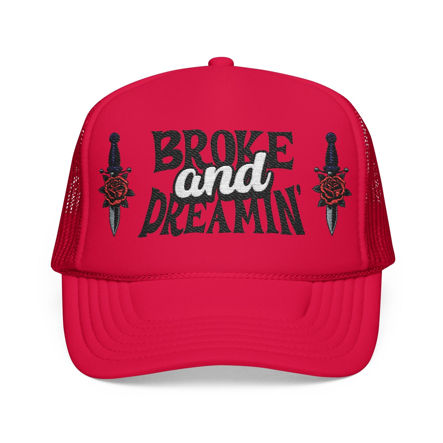 "Knife/Rose" Unisex Foam Trucker Hat - Broke and Dreamin' Hats