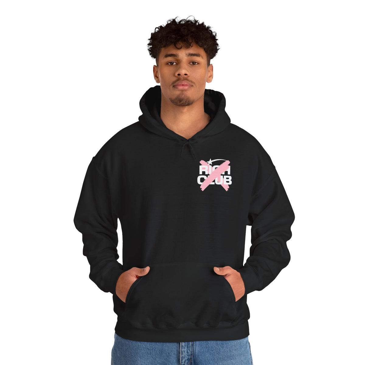 "Rich Club" Pink Logo Unisex College Hoodie - Broke & Dreamin' Hoodies
