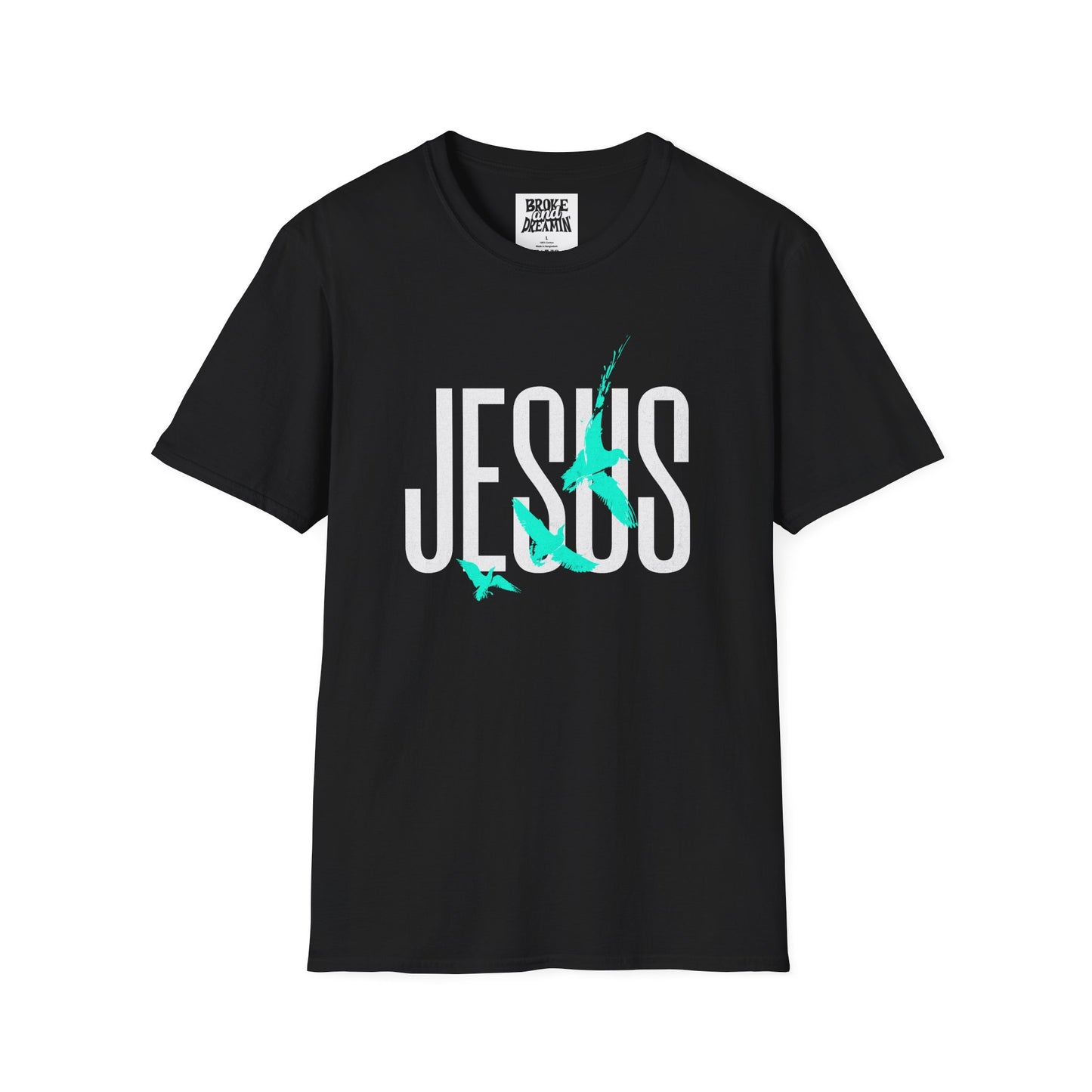 "Jesus Teal Logo” Unisex T-Shirt - Broke & Dreamin' T-Shirts
