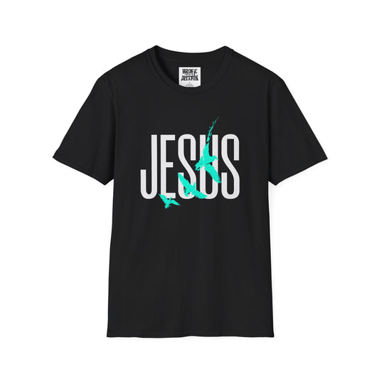 "Jesus Teal Logo” Unisex T-Shirt - Broke & Dreamin' T-Shirts