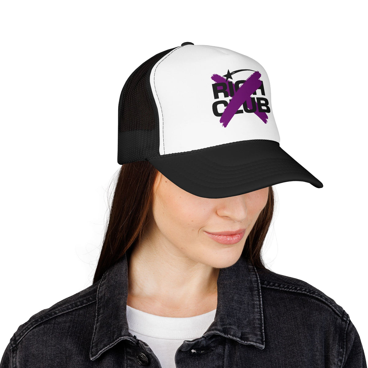"Rich Club" Purple Logo Unisex Foam Trucker Hat - Broke and Dreamin' Hats