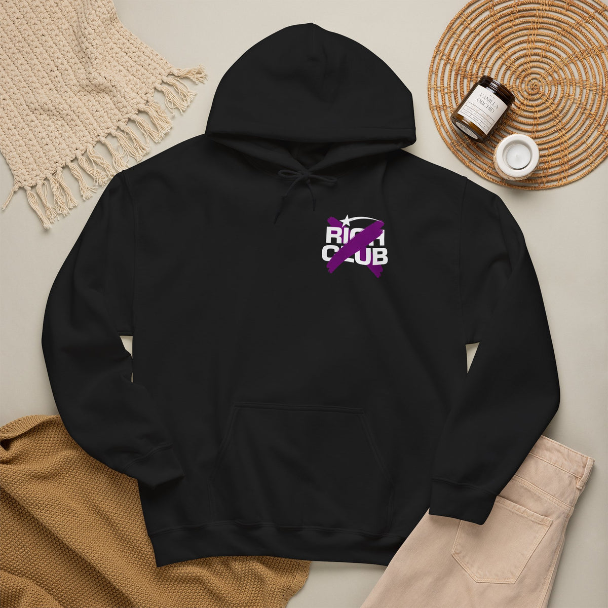 "Rich Club" Purple Logo Unisex College Hoodie - Broke & Dreamin' Hoodies