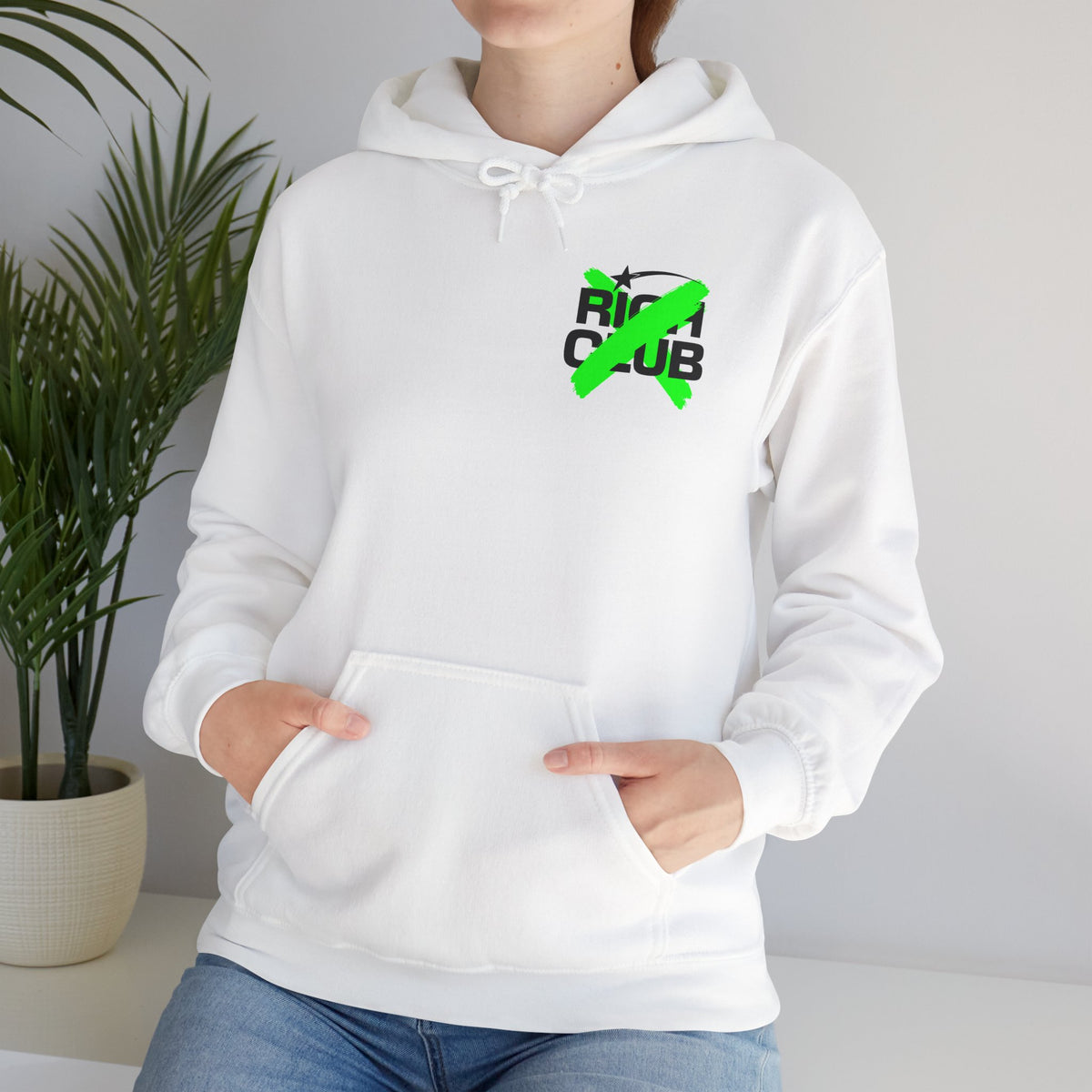 "Rich Club" Green Logo Unisex College Hoodie - Broke & Dreamin' Hoodies