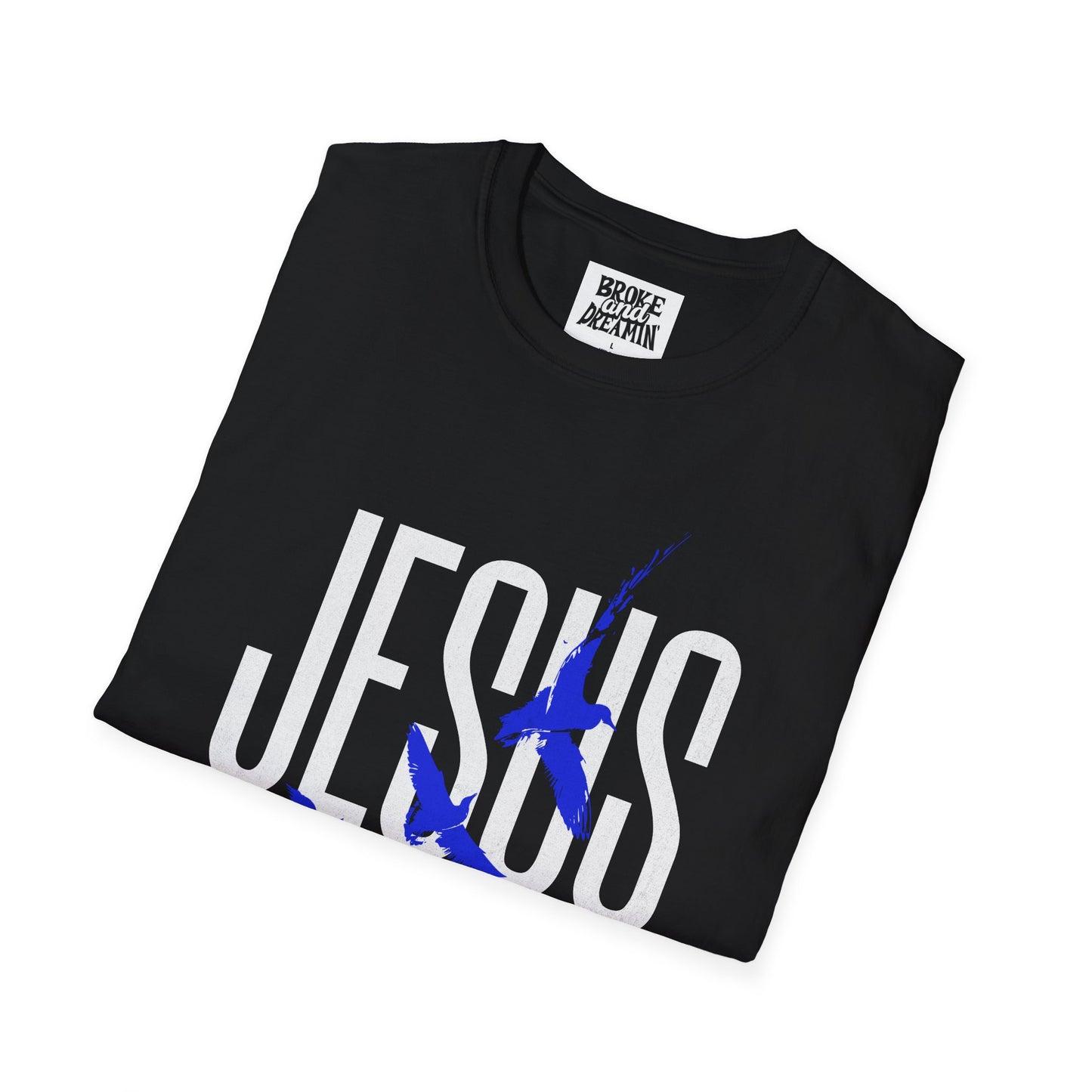 "Jesus Blue Logo” Unisex T-Shirt - Broke & Dreamin' T-Shirts