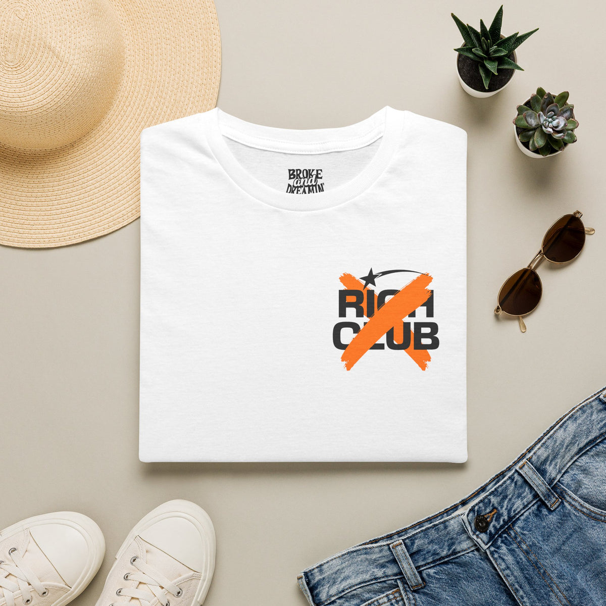 "Rich Club" Orange Logo Unisex T-Shirt - Broke & Dreamin' T-Shirts
