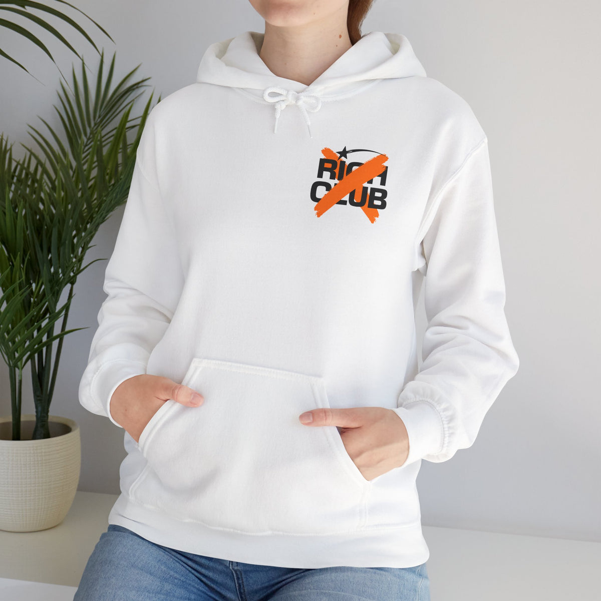 "Rich Club" Orange Logo Unisex College Hoodie - Broke & Dreamin' Hoodies