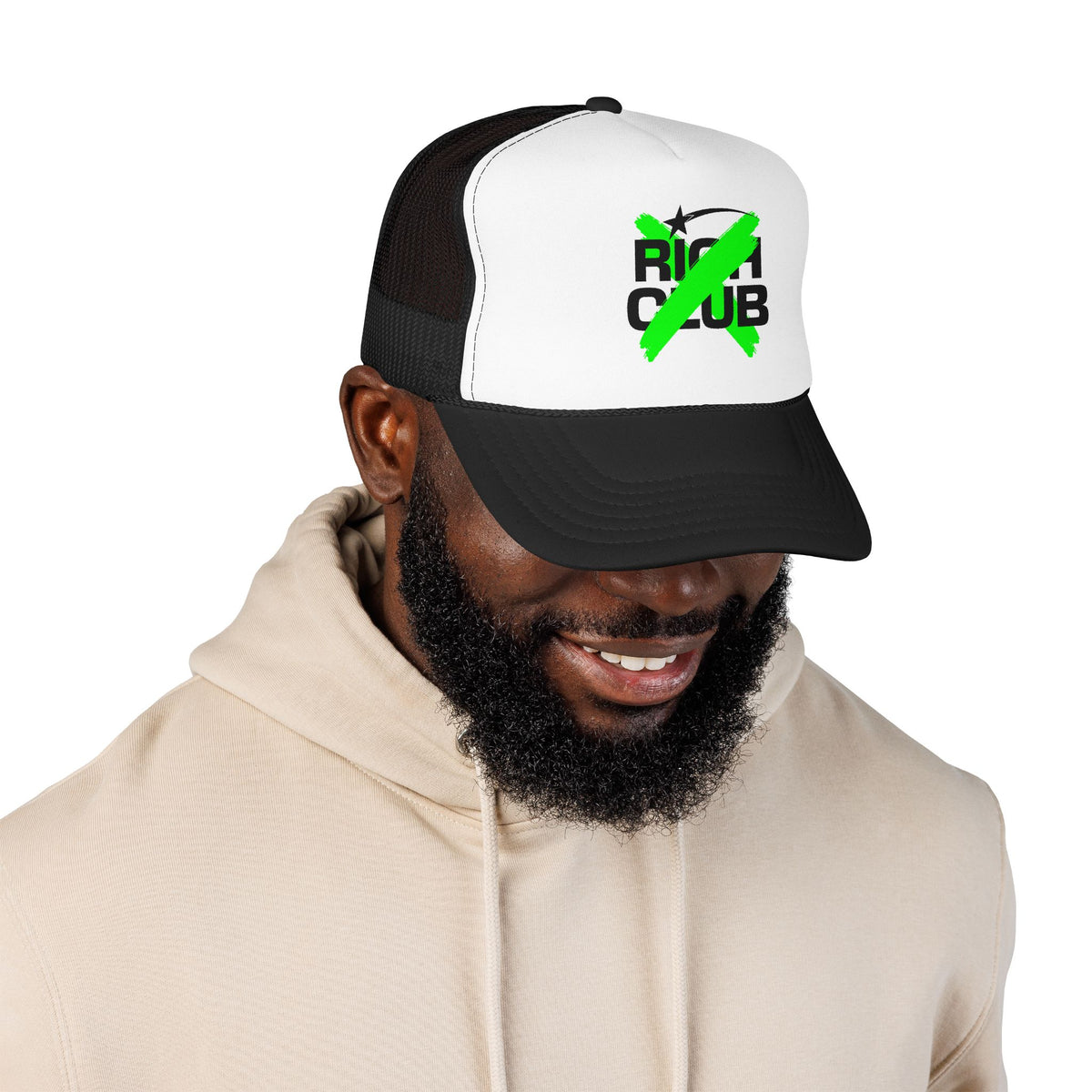 "Rich Club" Green Logo Unisex Foam Trucker Hat - Broke and Dreamin' Hats