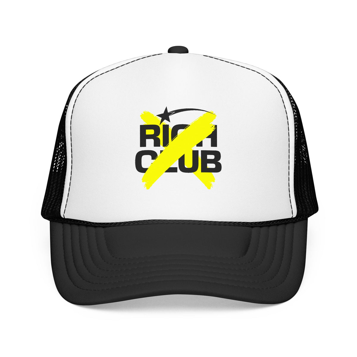 "Rich Club" Yellow Logo Unisex Foam Trucker Hat - Broke and Dreamin' Hats