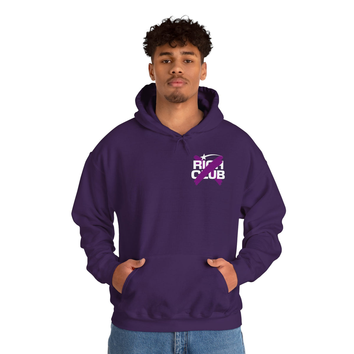 "Rich Club" Purple Logo Unisex College Hoodie - Broke & Dreamin' Hoodies