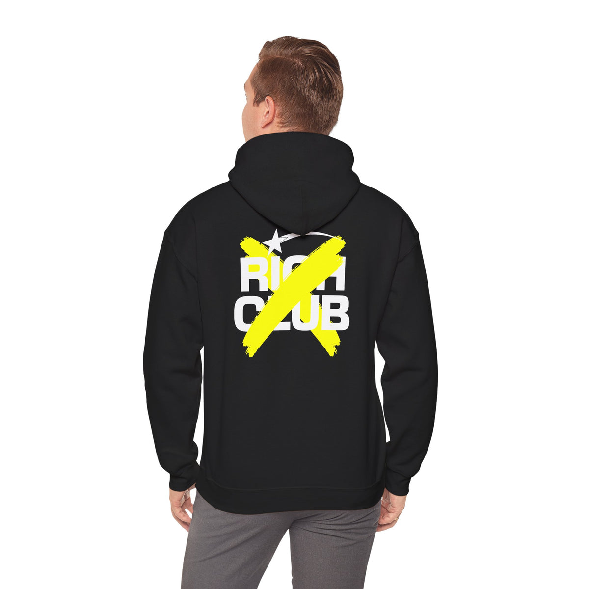 "Rich Club" Yellow Logo Unisex College Hoodie - Broke & Dreamin' Hoodies