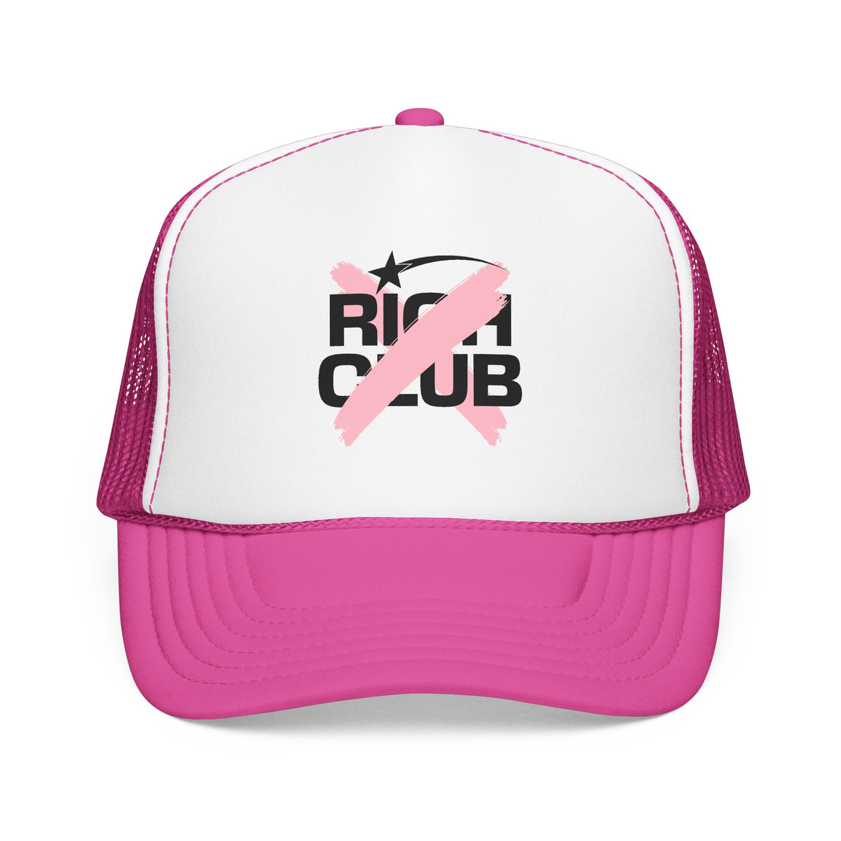 "Rich Club" Pink Logo Unisex Foam Trucker Hat - Broke and Dreamin' Hats