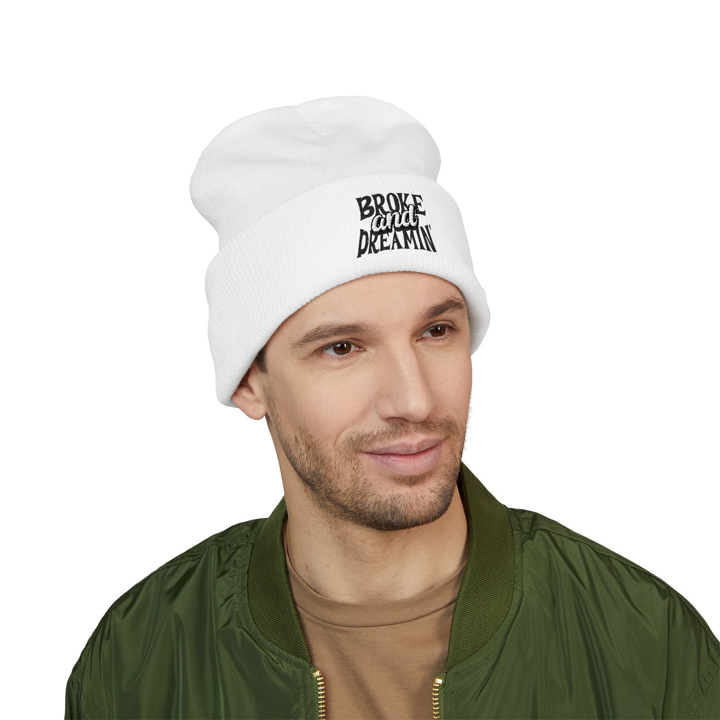 "Broke and Dreamin' Logo" Embroidered Cuffed Beanie - Broke & Dreamin' Beanies