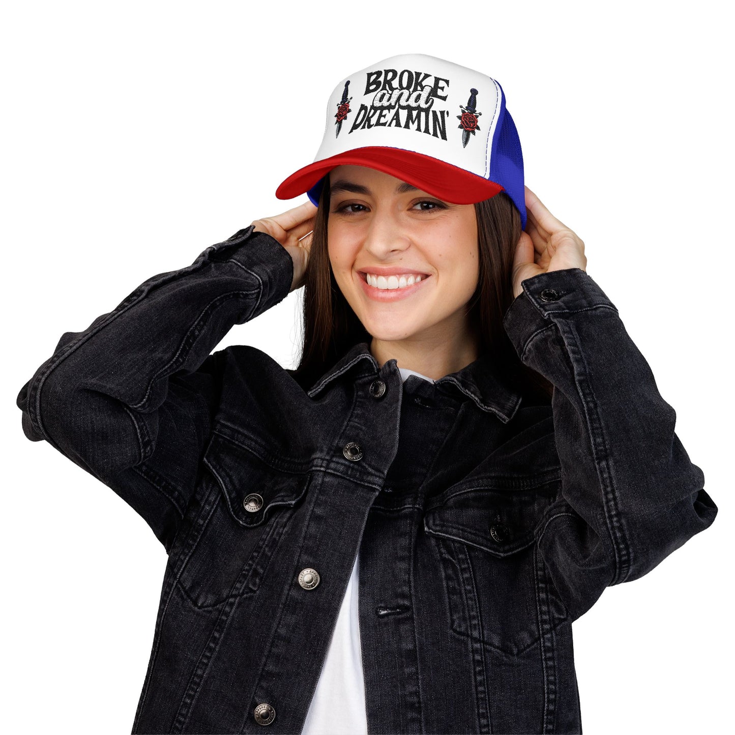 "Knife/Rose" Unisex Foam Trucker Hat - Broke and Dreamin' Hats