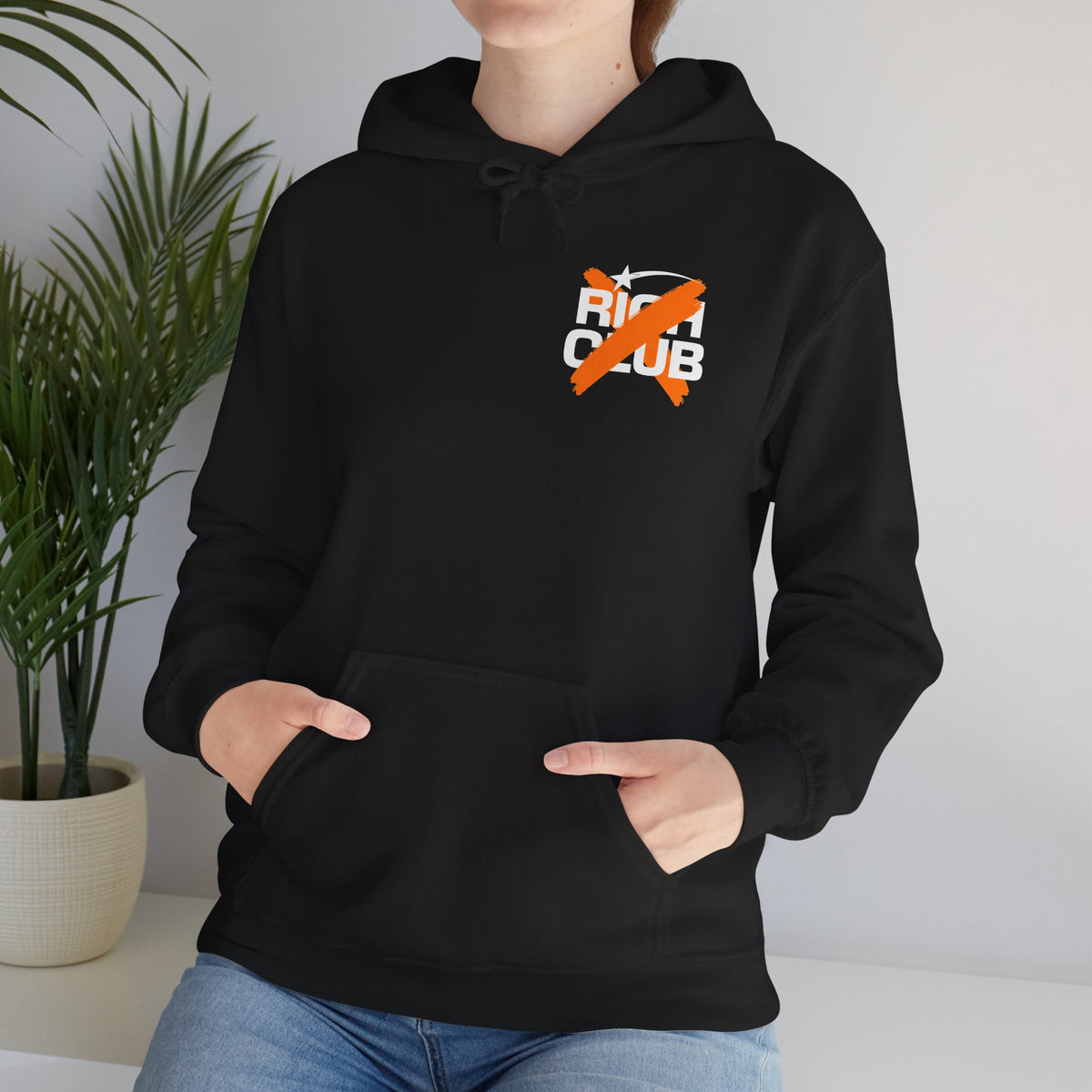 "Rich Club" Orange Logo Unisex College Hoodie - Broke & Dreamin' Hoodies