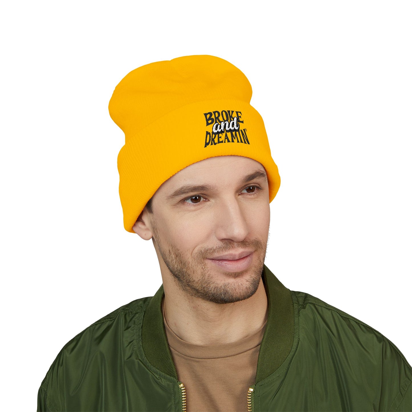 "Broke and Dreamin' Logo" Embroidered Cuffed Beanie - Broke & Dreamin' Beanies