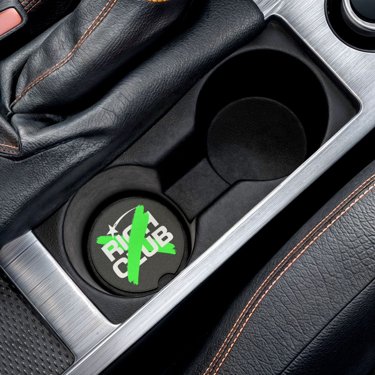 "Rich Club" Green Logo Soapstone Car Coaster – Broke & Dreamin' Car Cup Holder Coaster