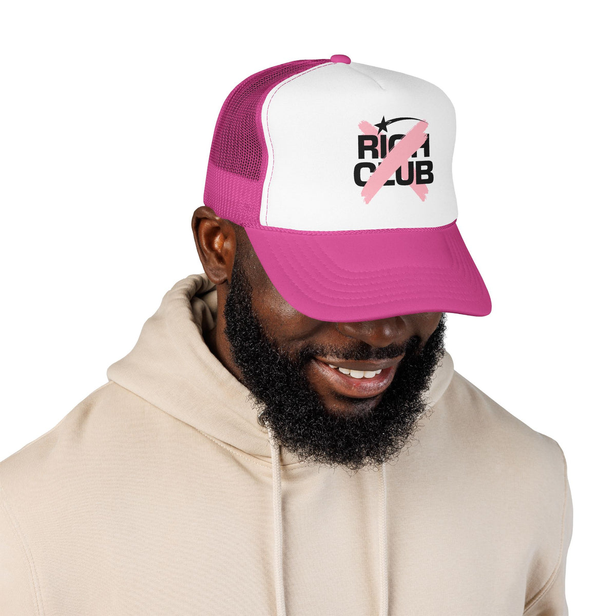 "Rich Club" Pink Logo Unisex Foam Trucker Hat - Broke and Dreamin' Hats