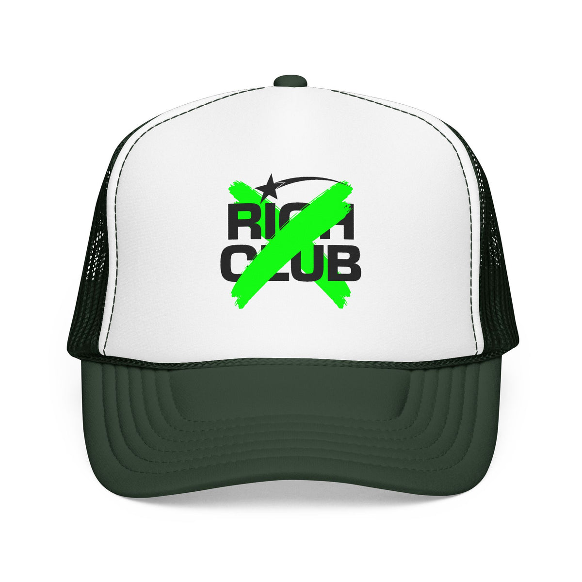 "Rich Club" Green Logo Unisex Foam Trucker Hat - Broke and Dreamin' Hats