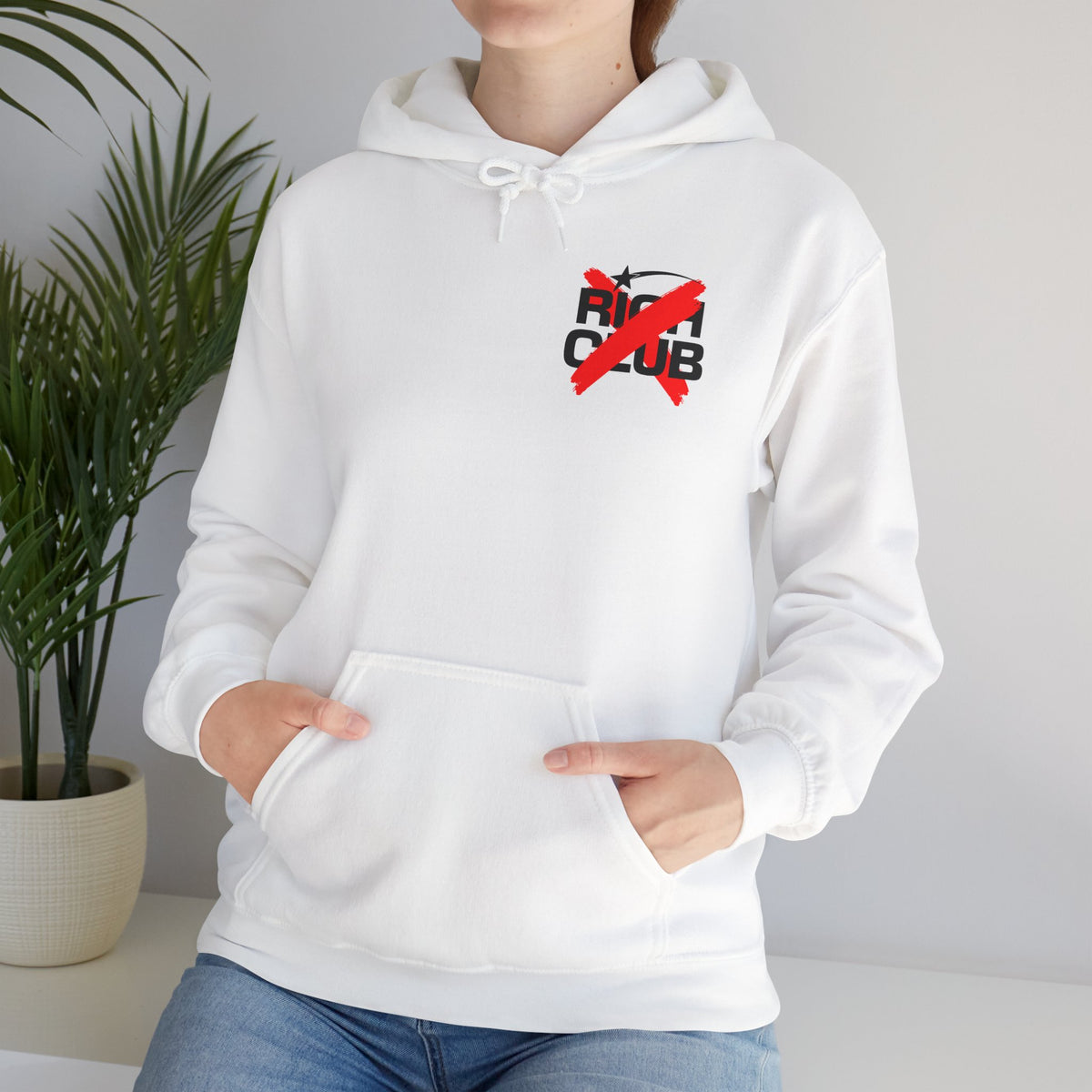 "Rich Club" Red Logo Unisex College Hoodie - Broke & Dreamin' Hoodies