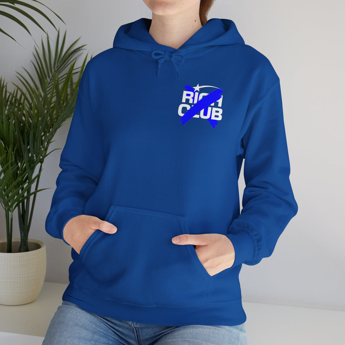 "Rich Club" Blue Logo Unisex College Hoodie - Broke & Dreamin' Hoodies