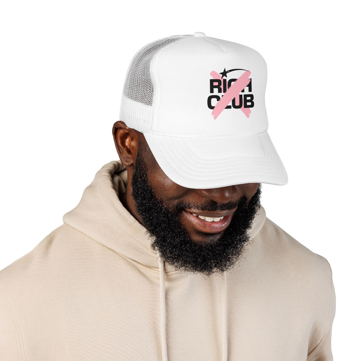 "Rich Club" Pink Logo Unisex Foam Trucker Hat - Broke and Dreamin' Hats