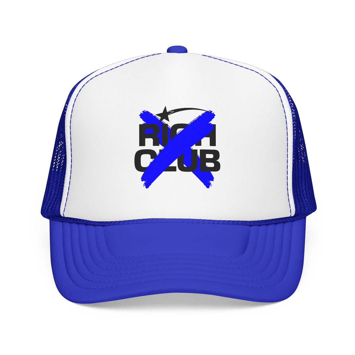 "Rich Club" Blue Logo Unisex Foam Trucker Hat - Broke and Dreamin' Hats